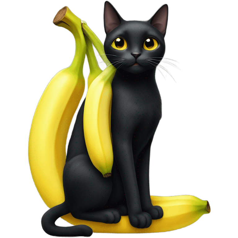 Black cat holding a banana emoji