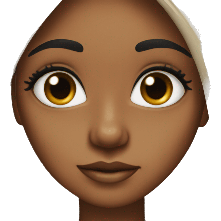 Brown skin girl with eyelashes and long black hair emoji