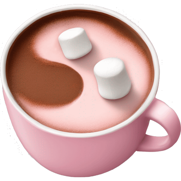 Light Pink mug of hot chocolate with marshmallows  emoji