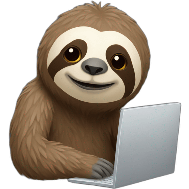 The sloth works at the computer emoji