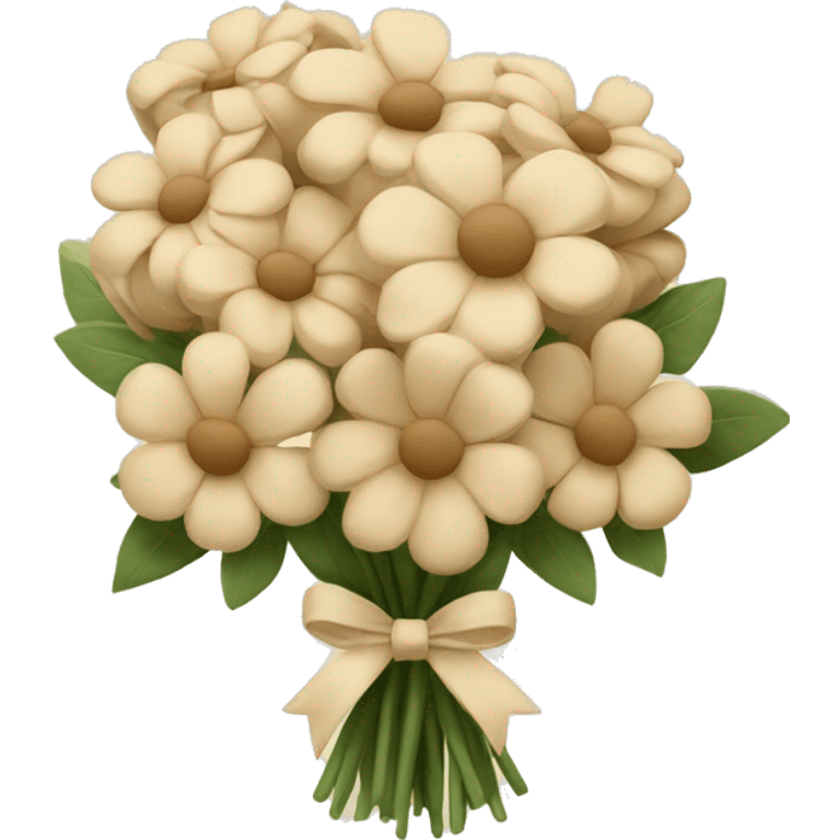 Beige flower bouquet with bow emoji