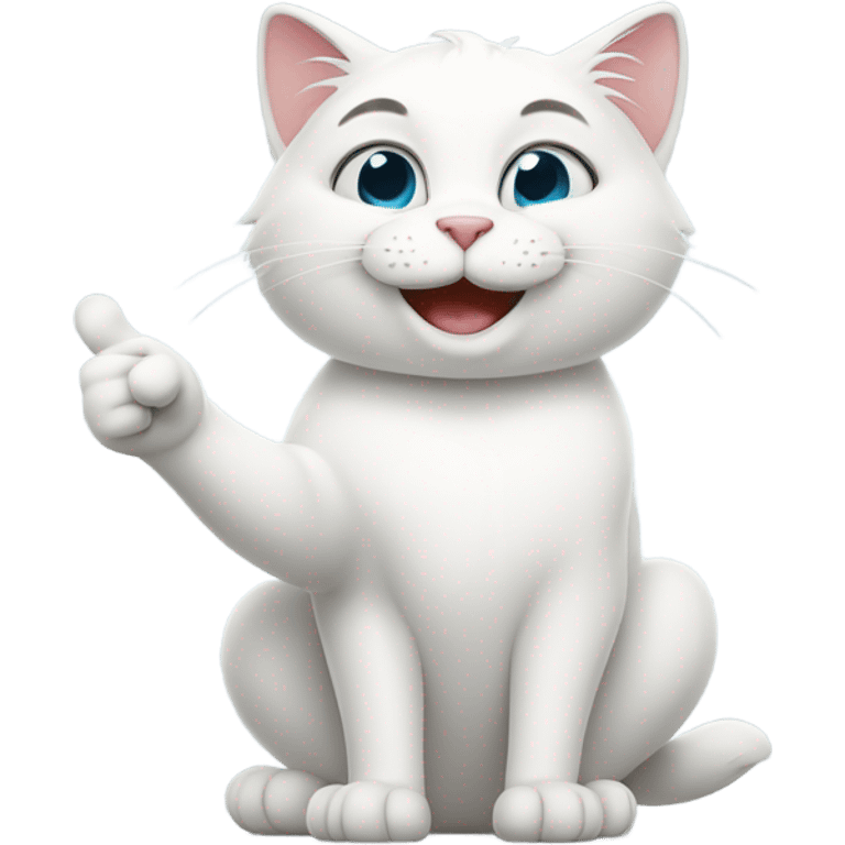 White cat giving a thumbs up emoji