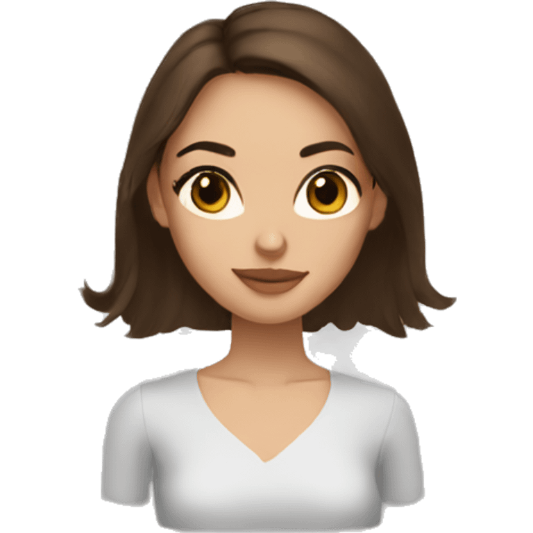 Skinny girl with brunette hair and brown eyes. Also lots of makeup emoji