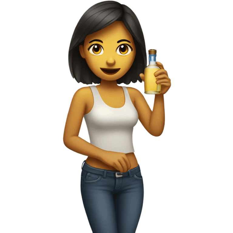 a girl drinking a bottle of tequila emoji