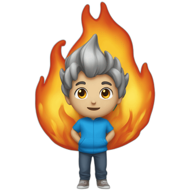 coeur melangé avec un feu bleu emoji