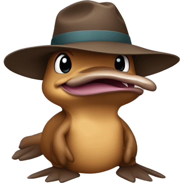 A platypus wearing a brown hat  emoji