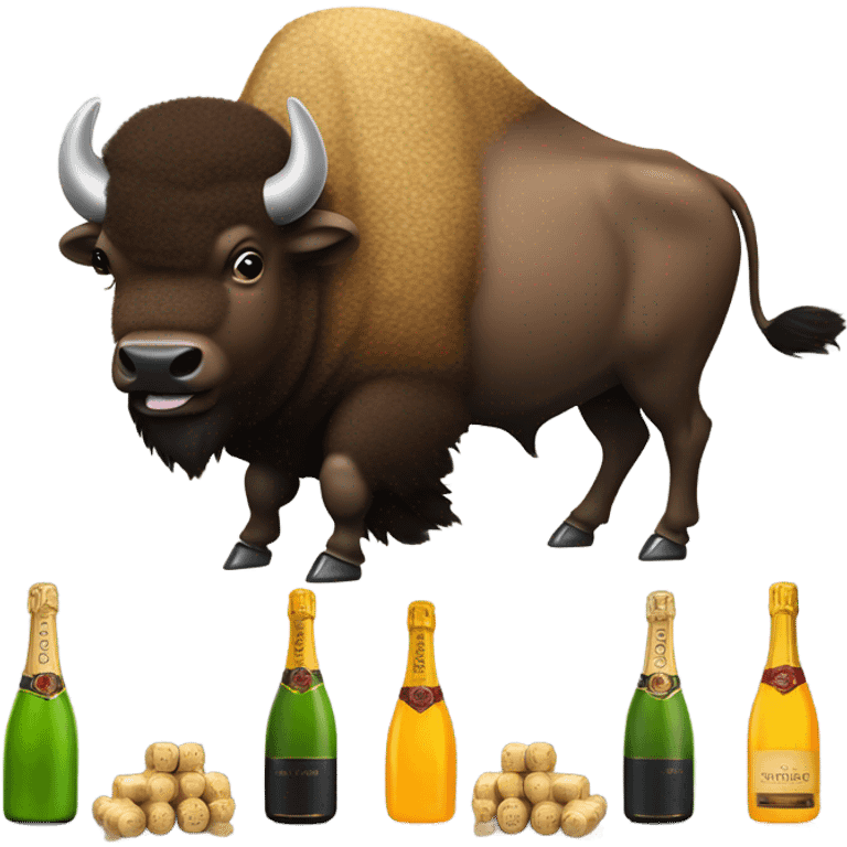 A bison celebrating with champagne  emoji