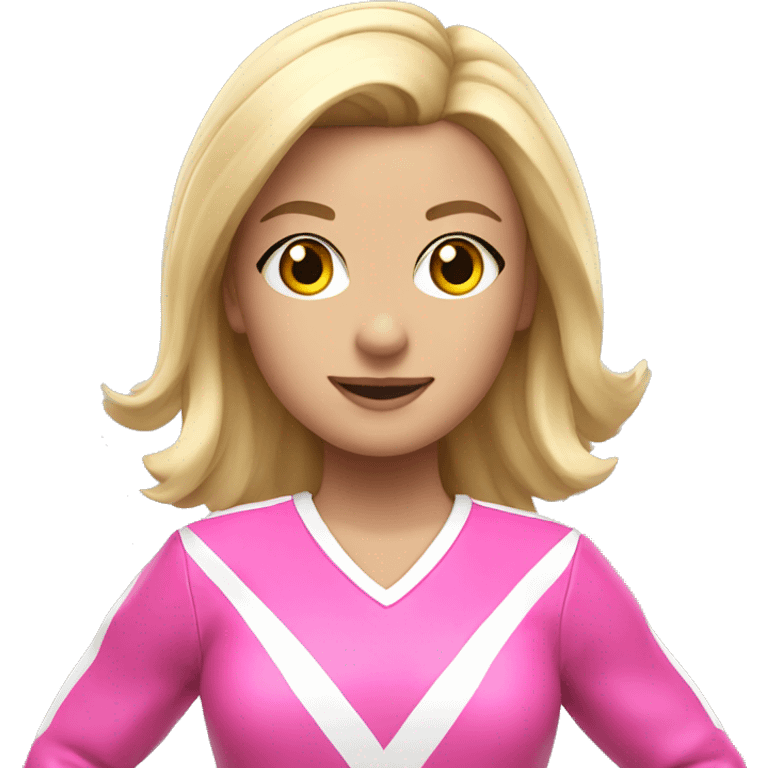 blonde cheerleader in pink cheer uniform emoji