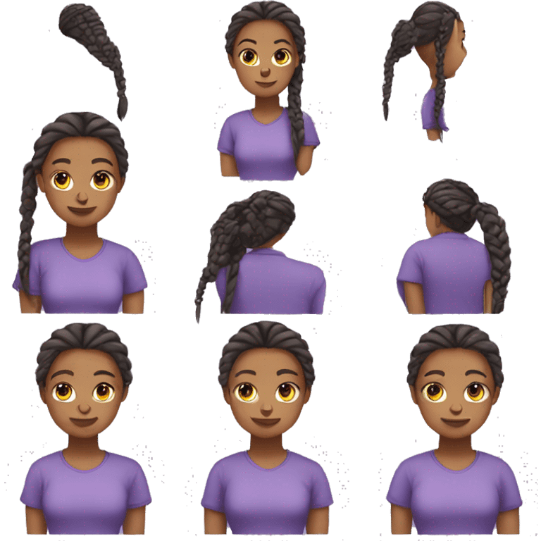 girl sitting purple shirt braids emoji