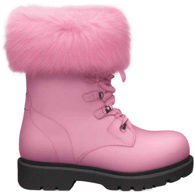 Platform UNIF boots pink fur emoji