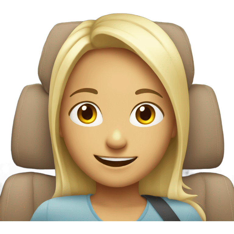 smiling girl in car interior emoji