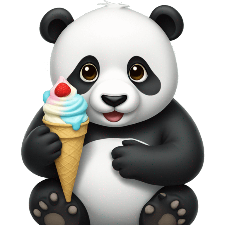 Panda eating ice cream emoji