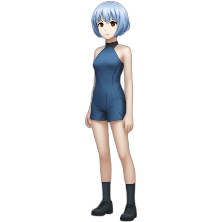 rei ayanami nue, full body, short hair, teen emoji