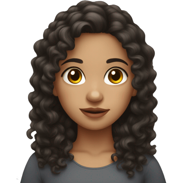 Spanish girl with curly dark brown hair and lashes emoji