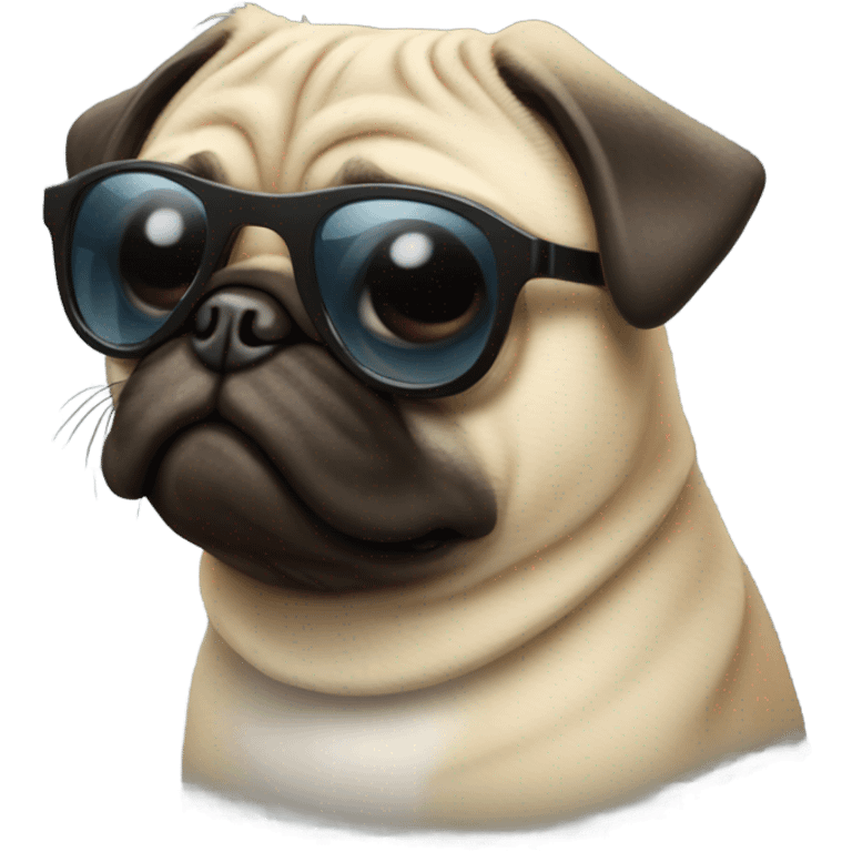 A pug wearing sunglasses emoji