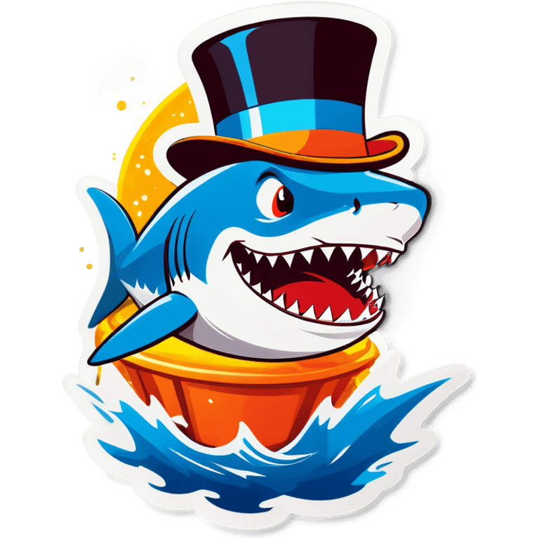 Shark with a top hat emoji