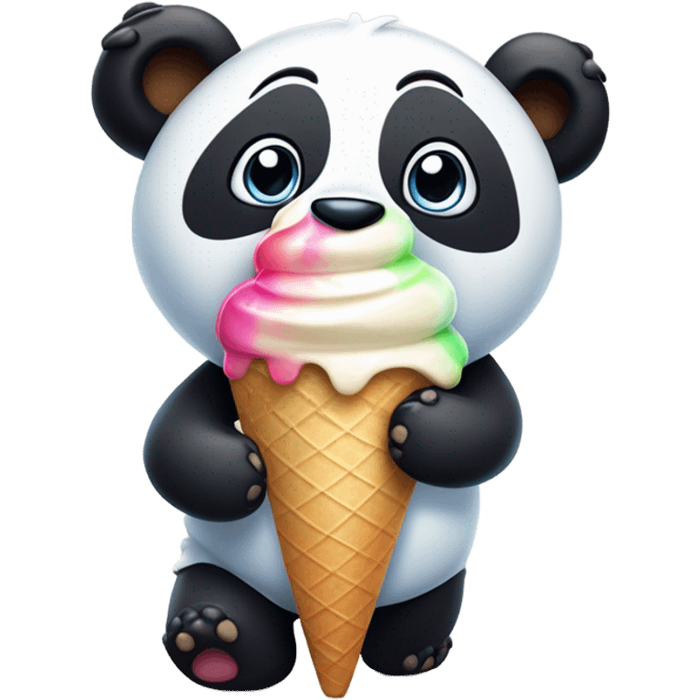 Panda eating ice cream emoji