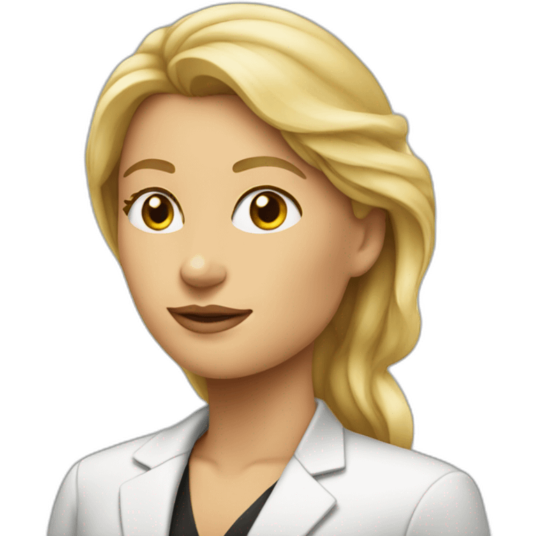 Blonde surfy female lawyer with perfect side profile emoji