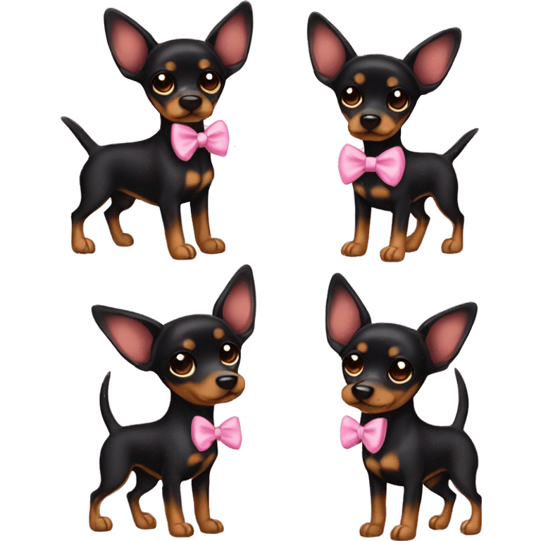 black tan pinscher big ears pink bow emoji