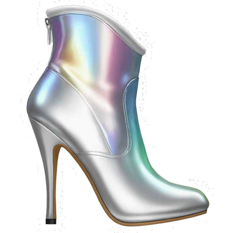 Realistic pair of silver to white ombre iridescent high heel ankle boots. emoji