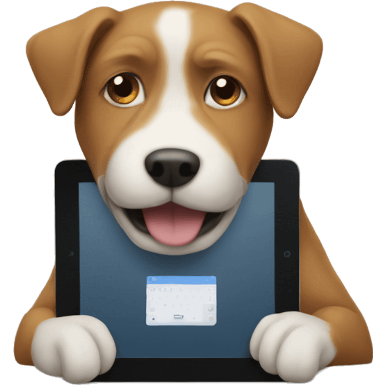 Dog is typing on an iPad  emoji