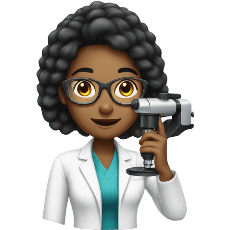 Black hair women who does microscopy emoji