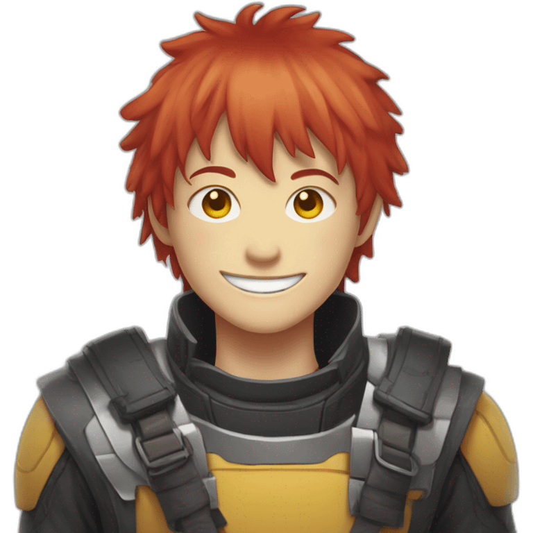 makima smiling from the manga chainsawman with red hair fringe, yellow eyes with a circle inside emoji