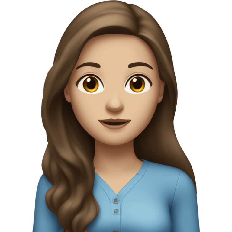 woman with long brown hair and blue eyes emoji