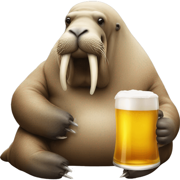 walrus drinking a beer emoji