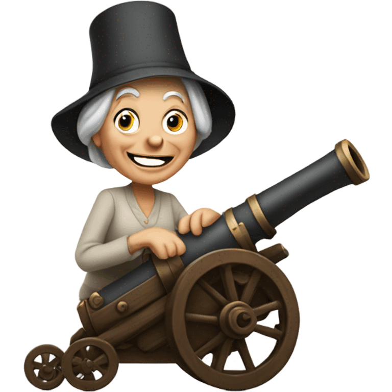 Old woman shooting out of a cannon thumbs up  emoji