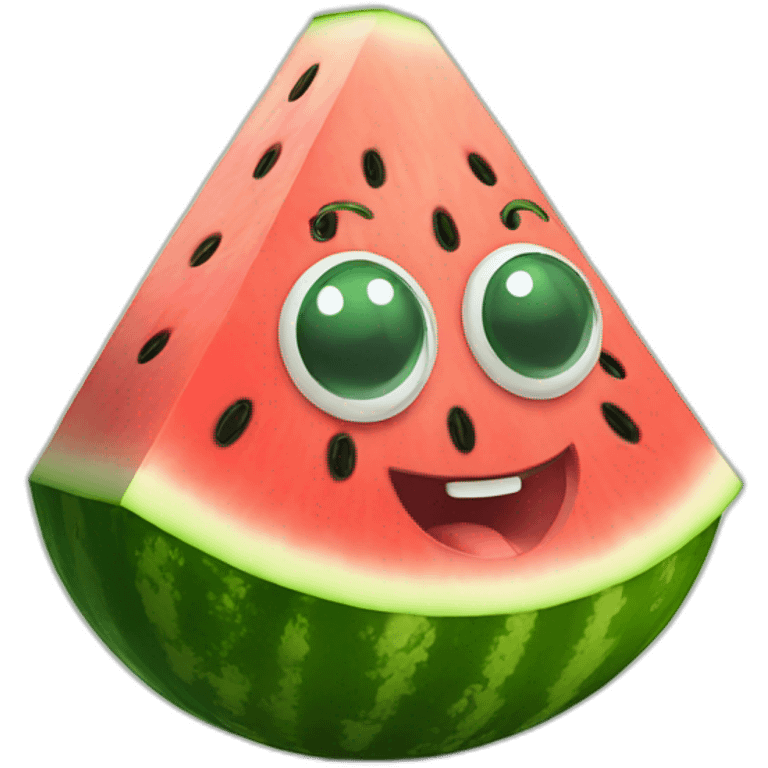 happy watermelon with eyes and mouth emoji