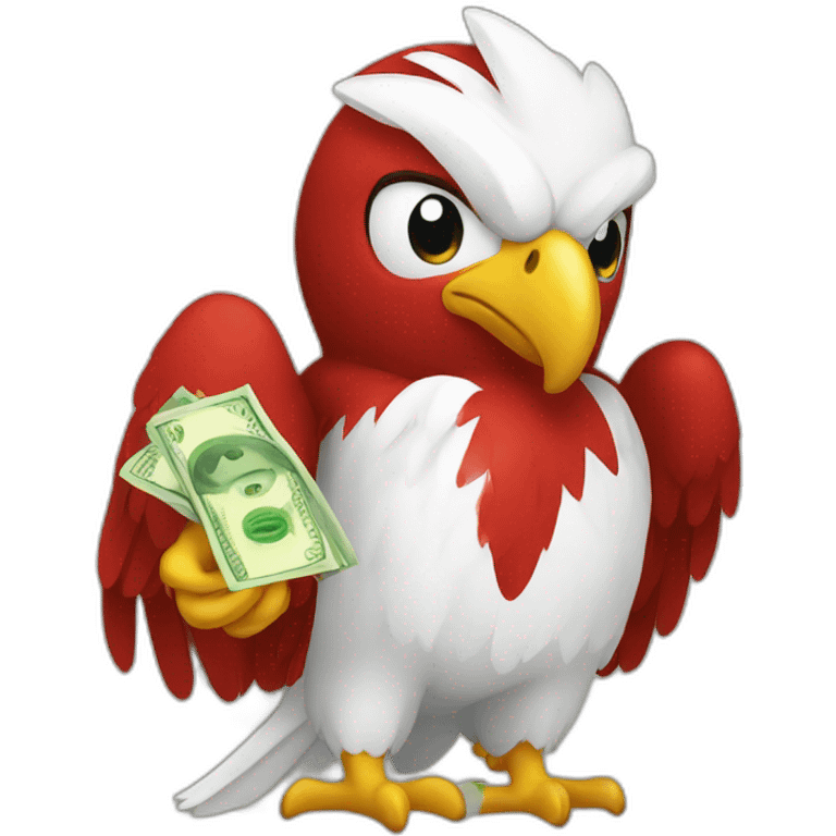 red eagle with money emoji