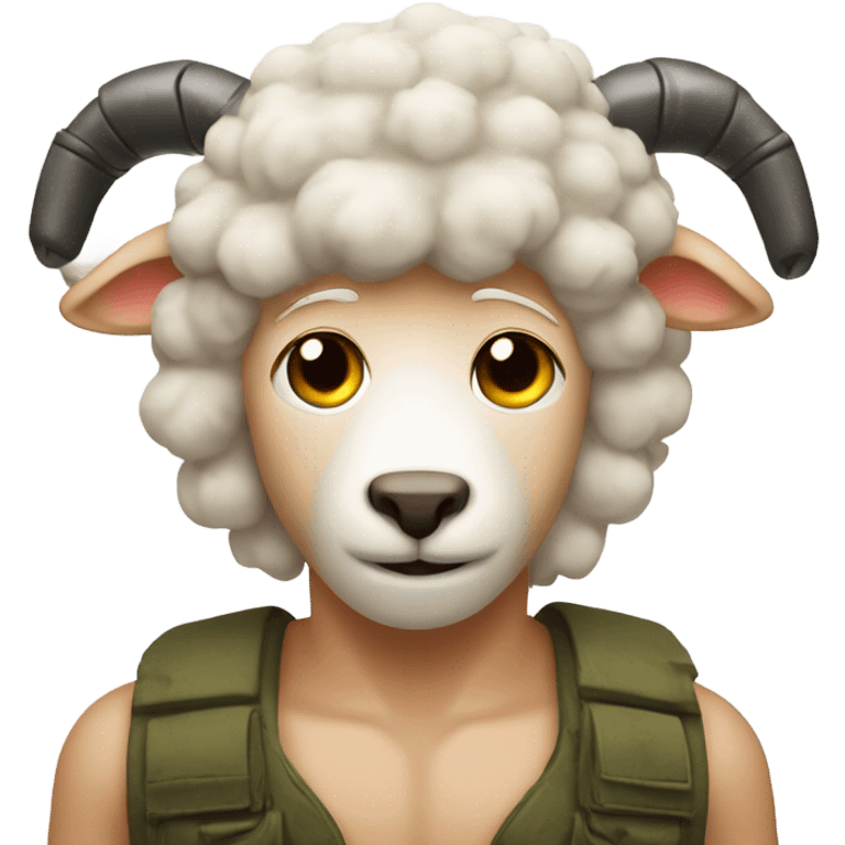 Make it more like a sheep sheep with a boys head Rambo style with the title ramJO emoji