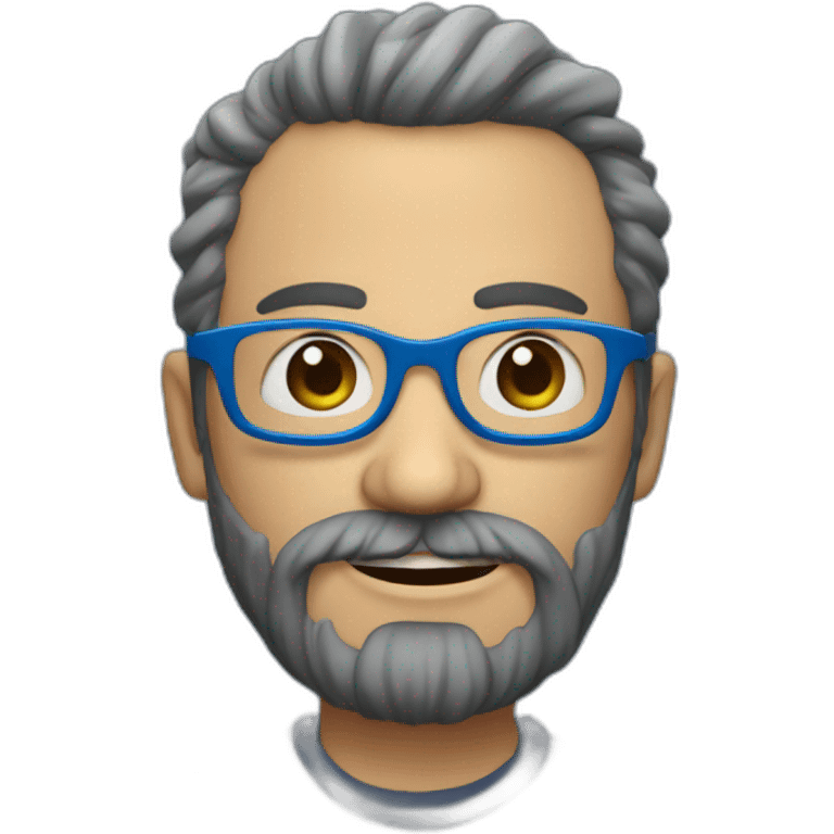 Hombre gordo con canas barba y lentes azules redondos emoji