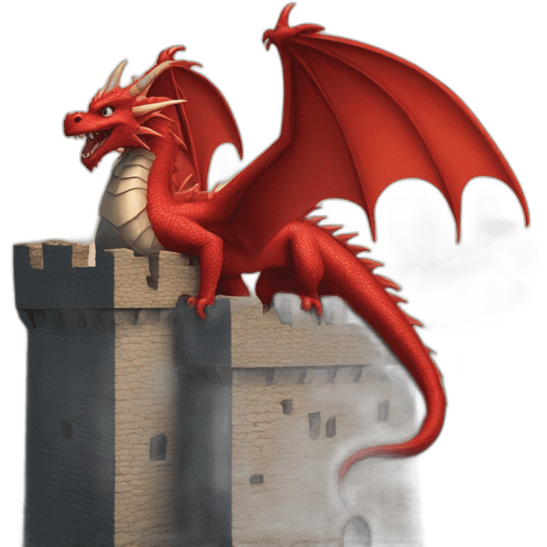 Red Dragon on castle tower emoji