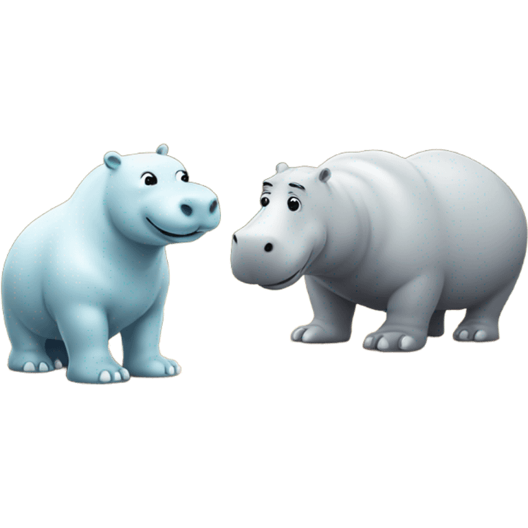 Hippo and Polarbear in safari alongside a rosseta stone emoji