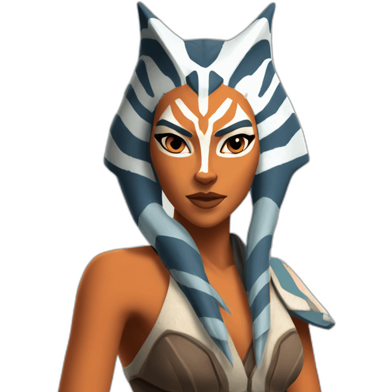 Sexy Ahsoka Tano posing (portrait, front facing, Apple iOS 17 style) (small horns) emoji