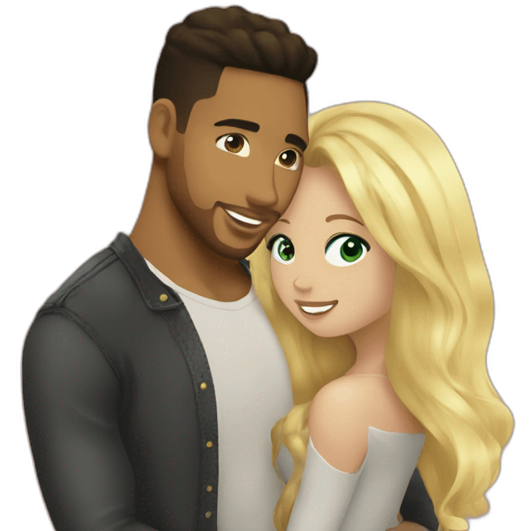 Romeo santos and blond girl green eyes hugging emoji