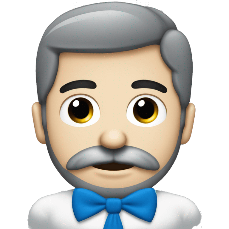 Hombre blanco con barba y bigote ojos azules pelo bajito camisa gris  emoji