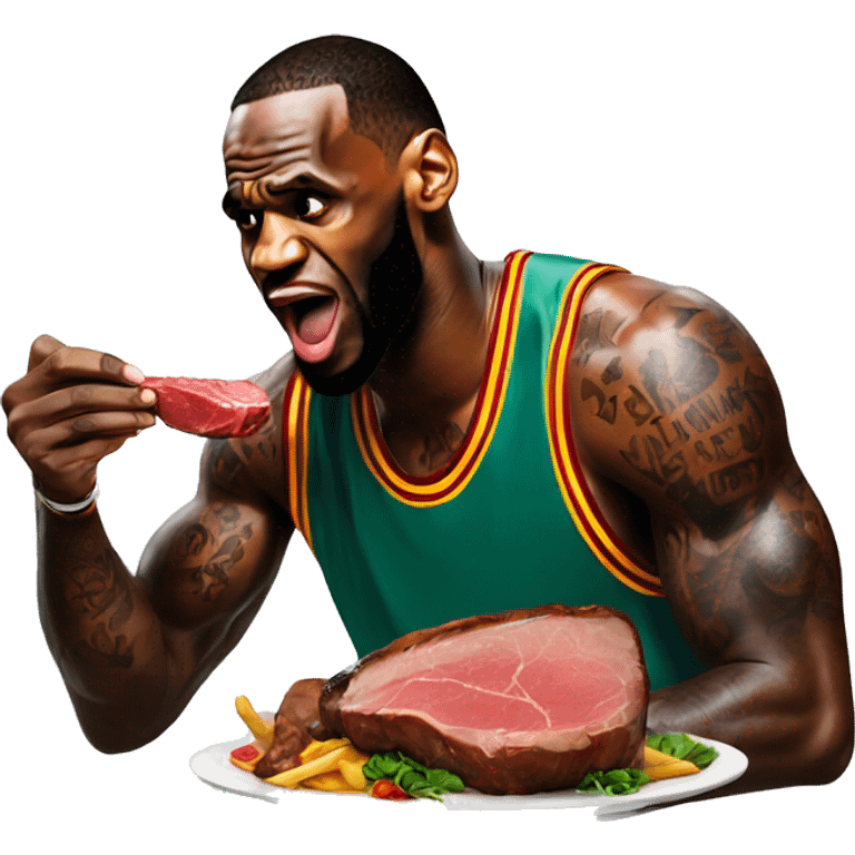 LeBron James eating a steak  emoji