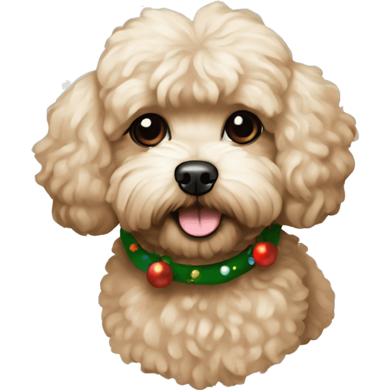 Brown beige Maltipoo Christmas vibe emoji