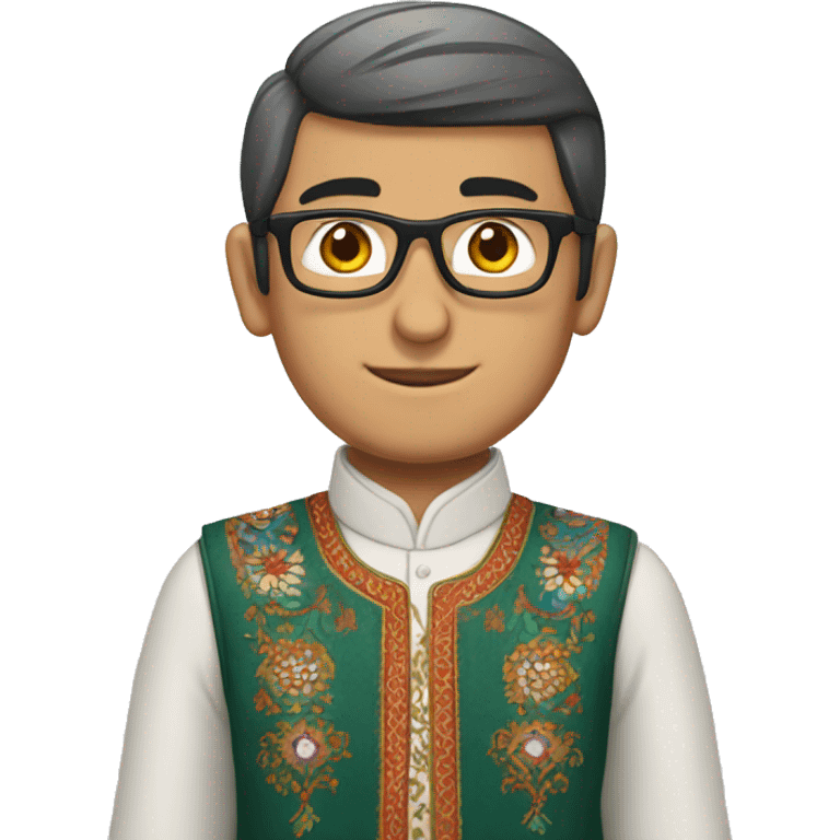 Uzbek man with glasses wearing national outfit emoji