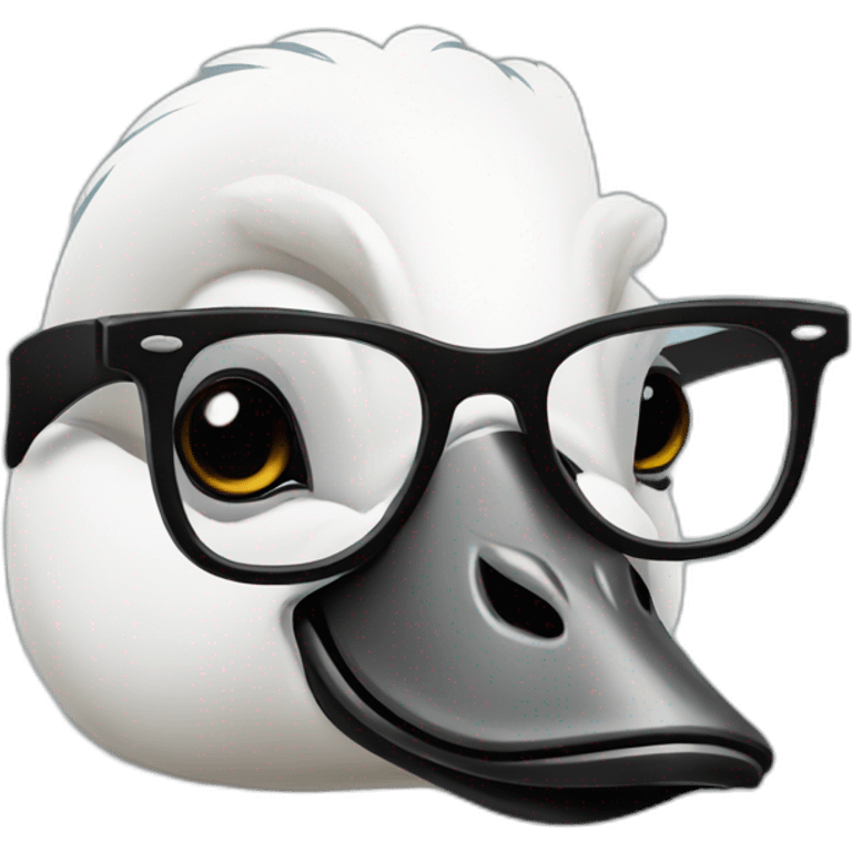 A goose in black glasses emoji