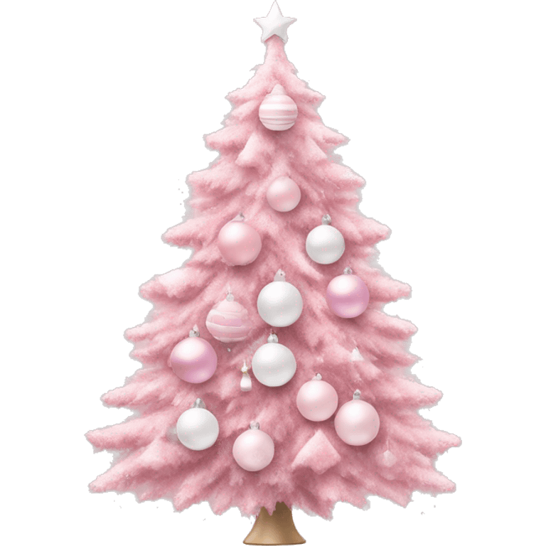 Pastel pink Christmas tree with pink and white ornaments  emoji