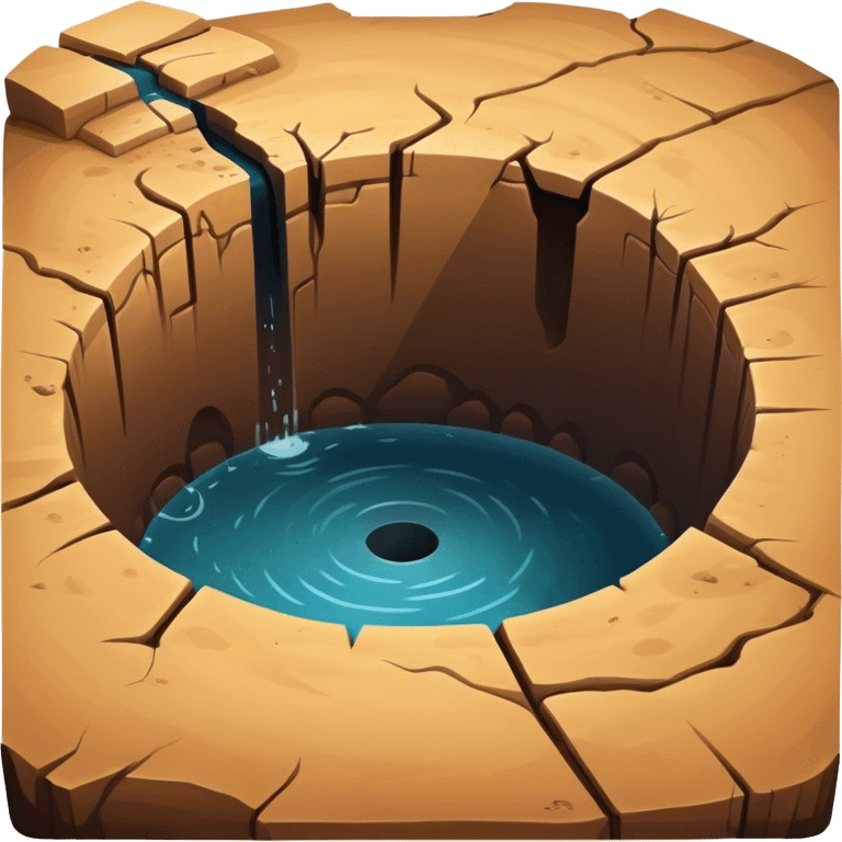 A deep hole or pit in the ground, often symbolizing a gap, depression, or an area of concern in a larger environment emoji