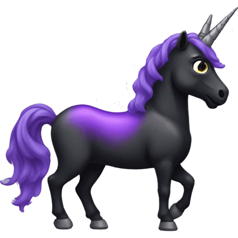 Spooky black unicorn with purple emoji