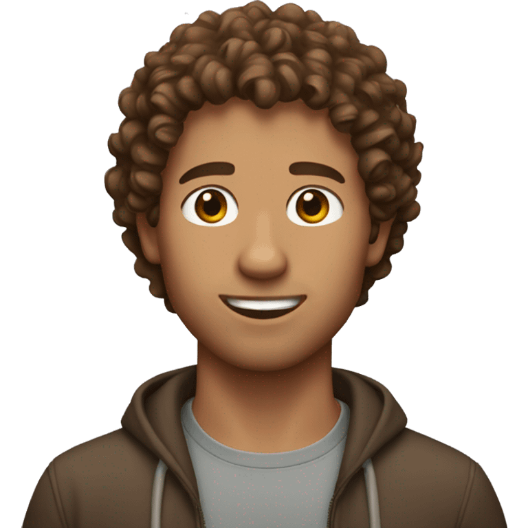 Guy with brown curly hair emoji