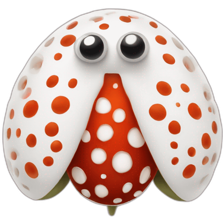 Fly agaric emoji in which white dots are replaced with eyes emoji