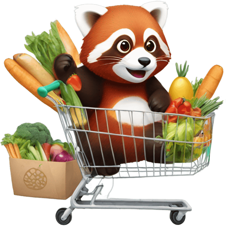 A red panda fixing groceries  emoji