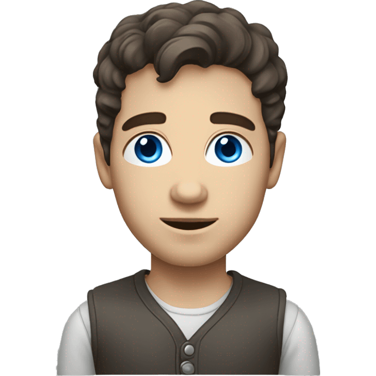 3d emoji artist style of a young frenchman with dark brown hair and blue/grey eyes emoji